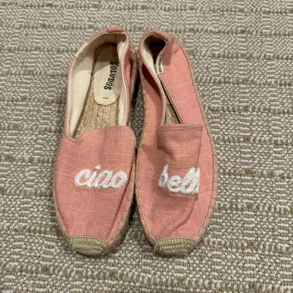 Soludos Ciao Bella Dusty Pink & Woven Smoking Slippers Espadrilles | Size 6